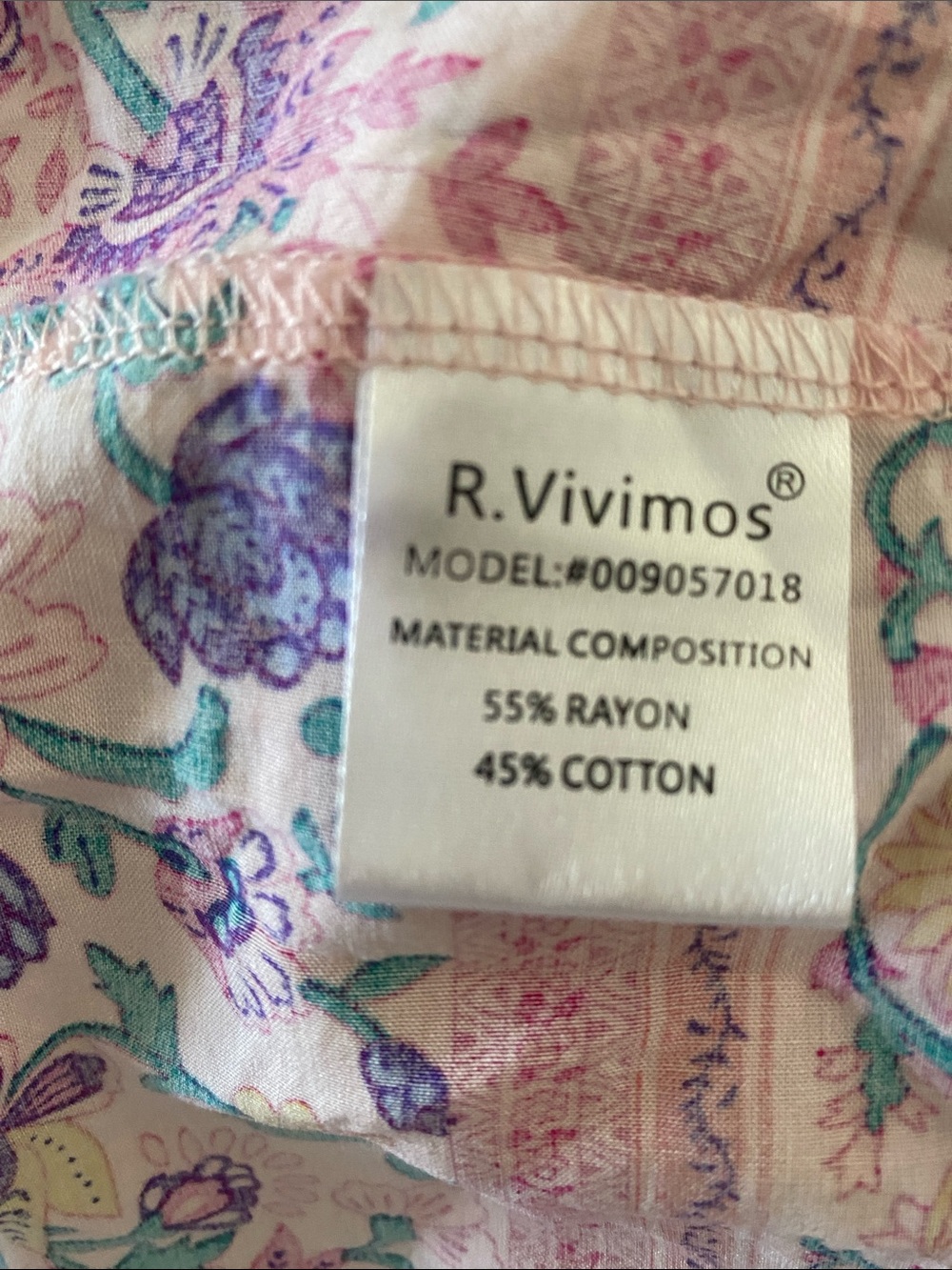 R VIVIMOS Bohemian Pink Floral Tie-Front Midi Dress. Size S - Picture 8 of 9